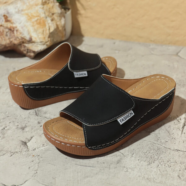 Summer Wedge Slides Slippers Fashion Fish Mouth Thick Bottom Roman Shoes Solid Color Beach Sandals For Women - Image 10