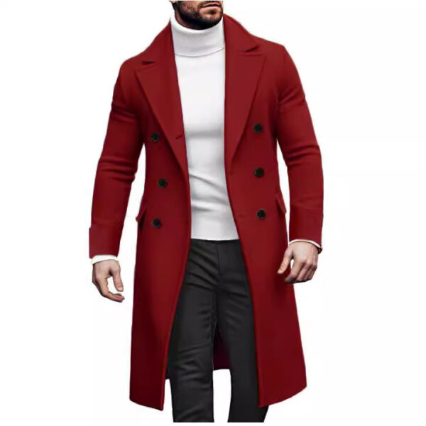 Woolen Large Overcoat Male Double-breasted Coat - Image 4