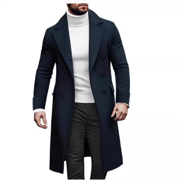 Woolen Large Overcoat Male Double-breasted Coat - Image 5