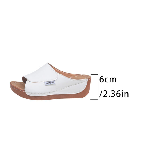 Summer Wedge Slides Slippers Fashion Fish Mouth Thick Bottom Roman Shoes Solid Color Beach Sandals For Women - Image 7
